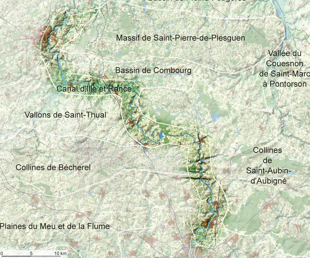Localisation de l'unité de paysage du Canal d'Ille-et-Rance