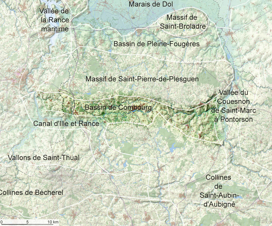 Localisation de l'unité de paysage du Bassin de Combourg