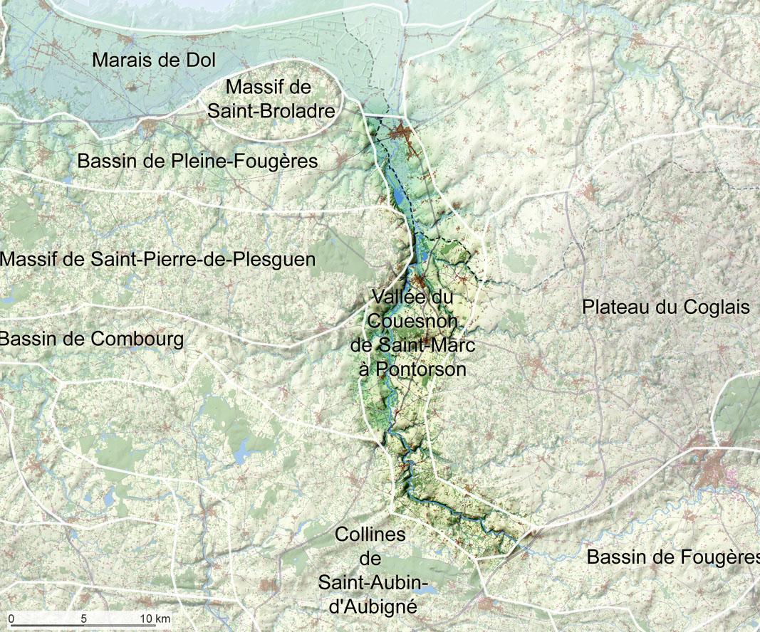 Carte de localisation de l'unité de paysage "Vallée du Couesnon de Saint-Marc à Pontorson"