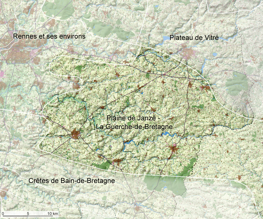 Carte de localisation de l'unité de paysage "Plaine de Janzé - La Guerche-de-Bretagne"
