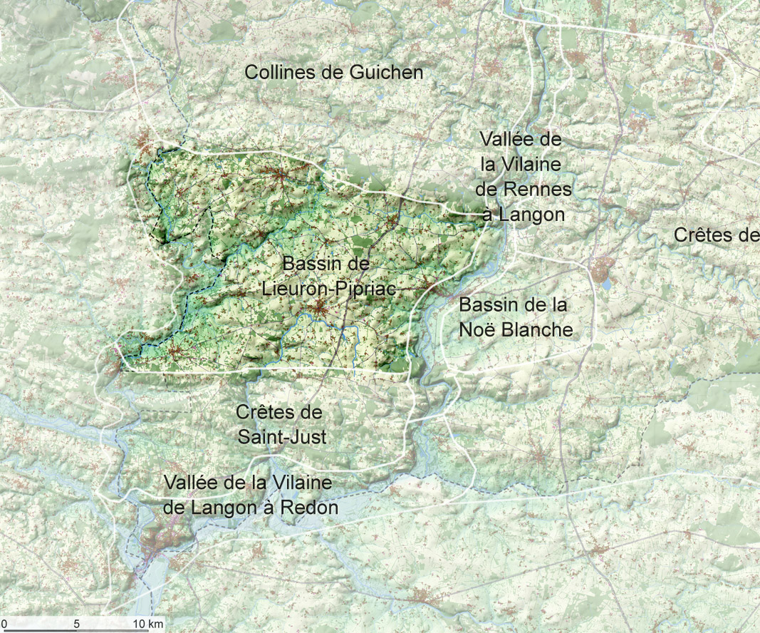 Localisation de l'unité de paysage du Bassin de Lieuron-Pipriac