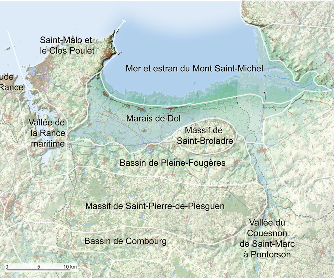 Localisation de l'unité de paysage La Mer et l'estran du Mont-Saint-Michel
