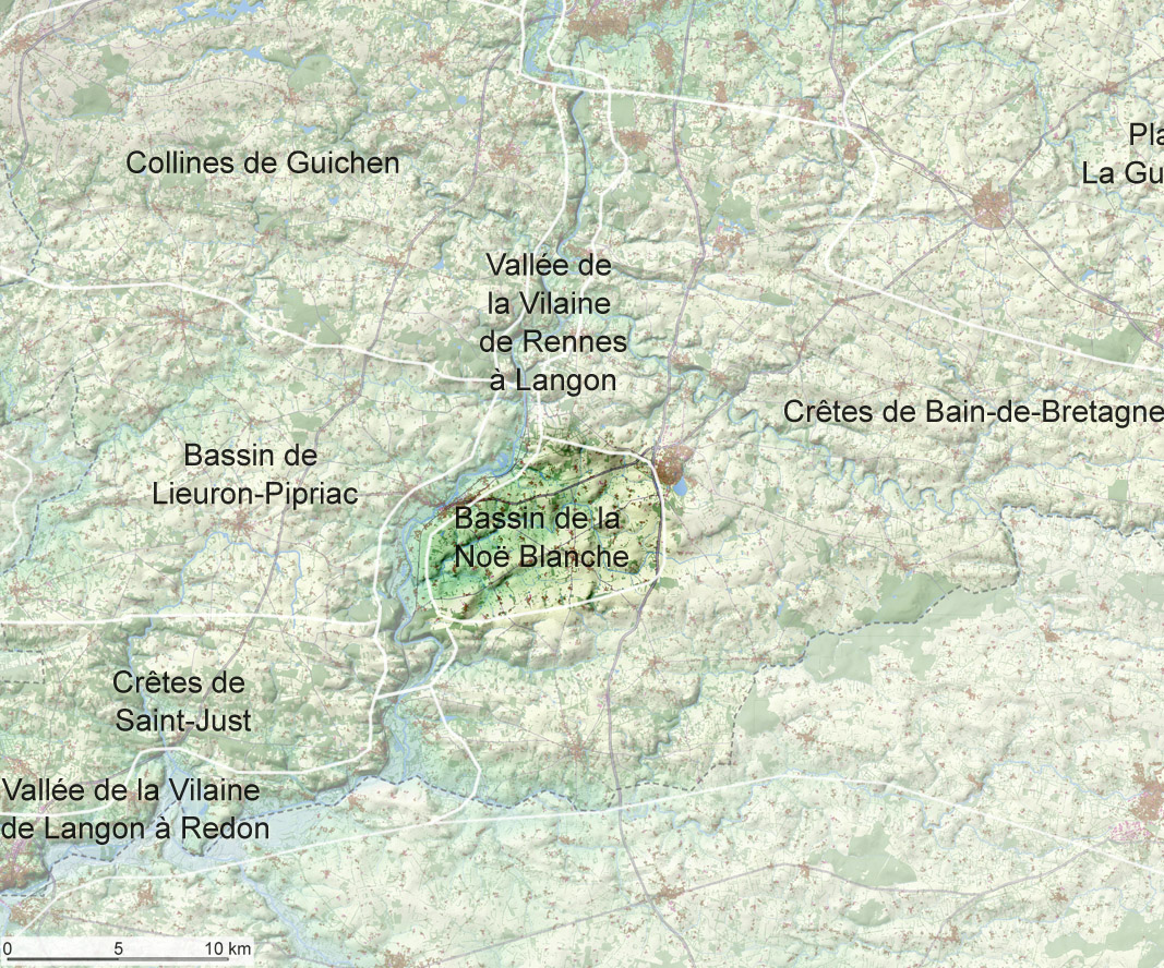 Localisation de l'unité de paysage du Bassin de la Noë-Blanche