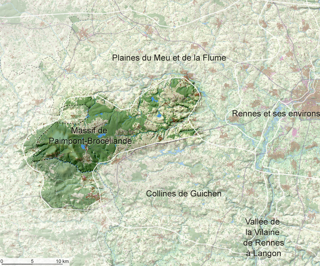 Localisation de l'unité de paysage du Massif de Paimpont-Brocéliande