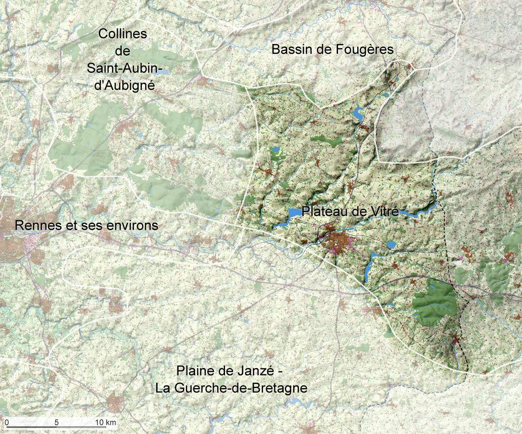 Carte de localisation de l'unité de paysage "Plateau de Vitré"