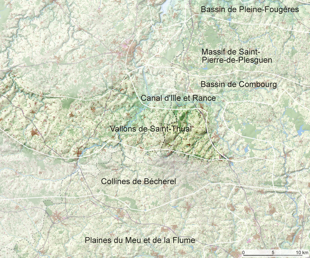 Localisation de l'unité de paysage des Vallons de Saint-Thual